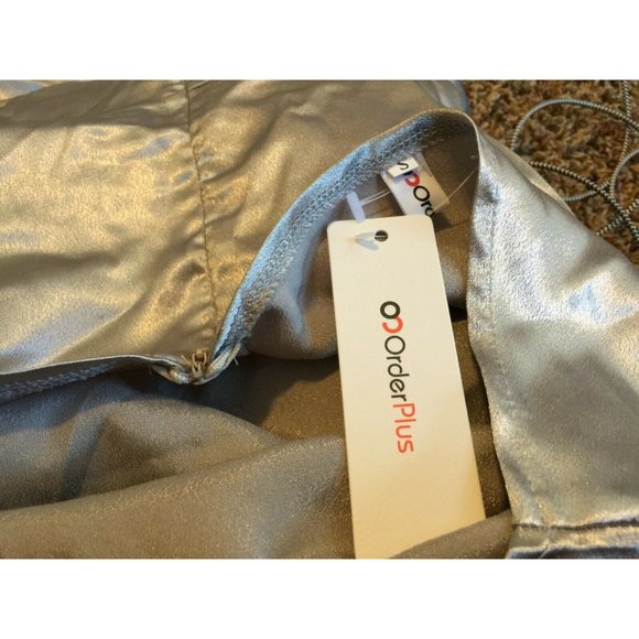 NWT OC Order Plus Metallic silver dress Asymmetric - Picture 8 of 9